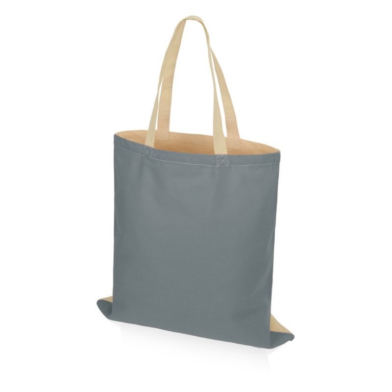 Сумка для шопинга Twin двухцветная из хлопка, 180 г/м2, серый/натуральный