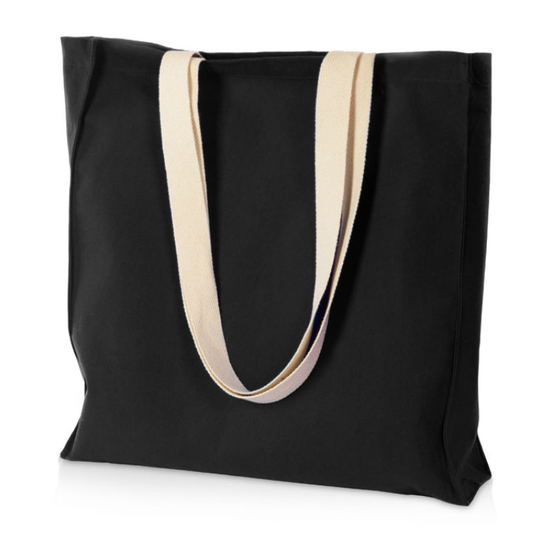 Сумка Donny из хлопка с донной складкой и парусиновыми ручками, черный