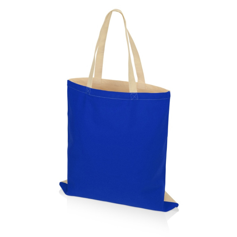 Сумка для шопинга Twin двухцветная из хлопка, 180 г/м2, синий/натуральный (P)