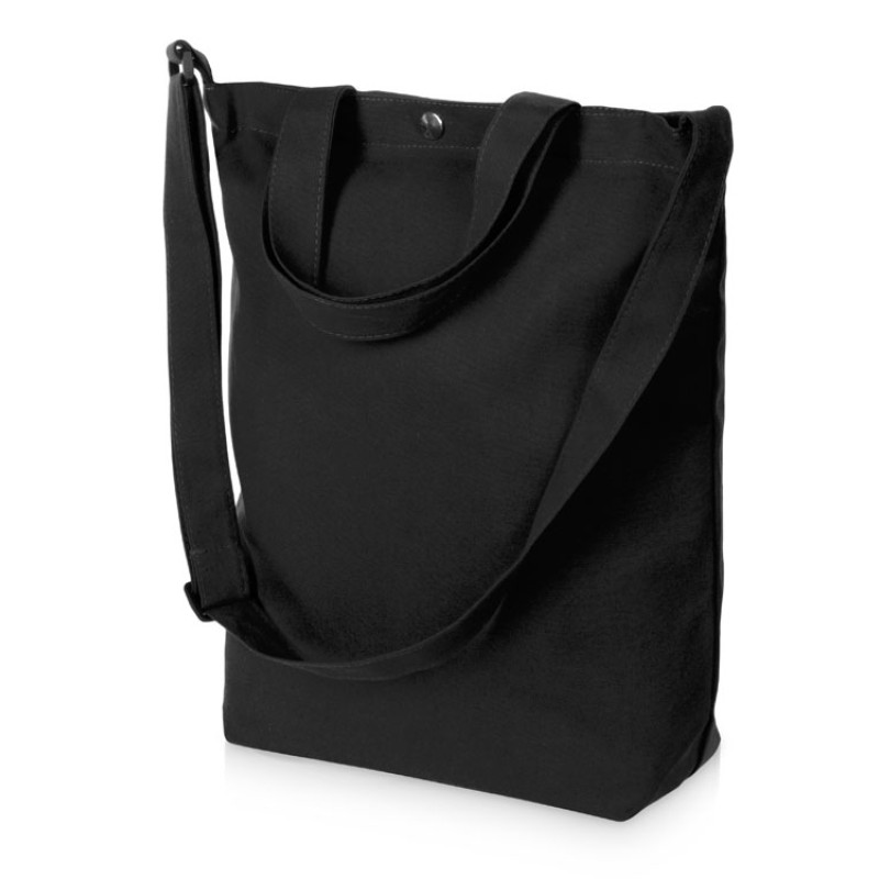 Сумка Helfer из хлопка на кнопке с регулирующейся лямкой, черный (P)