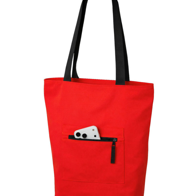 Сумка на молнии Zipper  Neo из хлопка 280 г c карманом на молнии спереди, красный