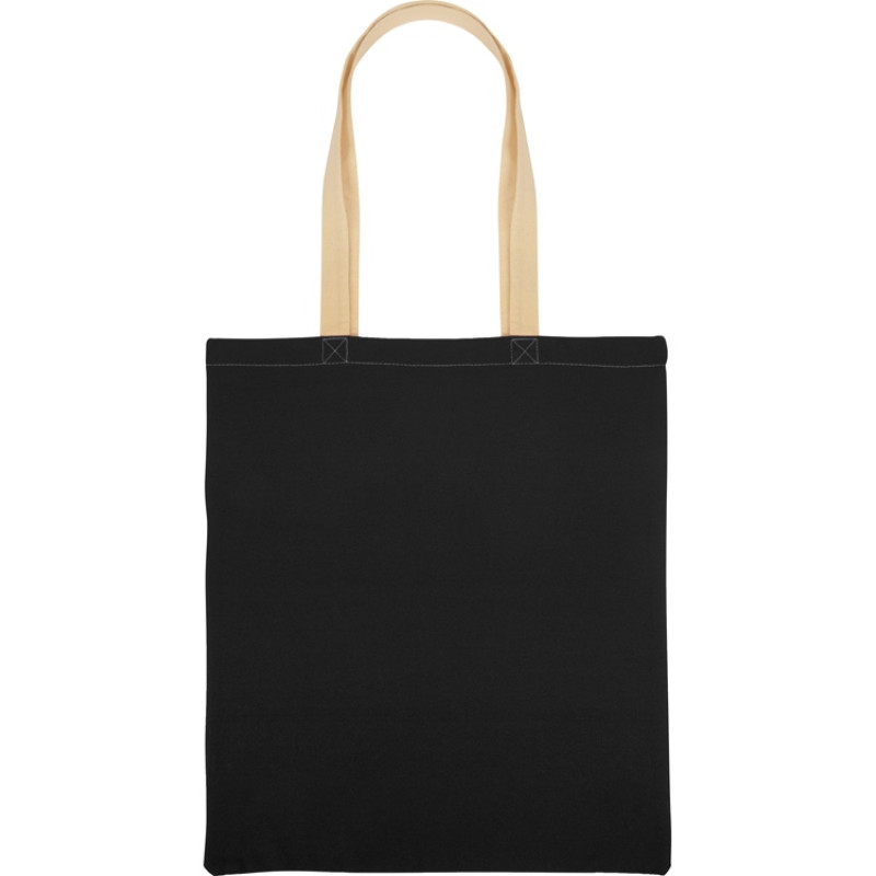 Сумка для шопинга Twin двухцветная из хлопка, 180 г/м2, черный/натуальный