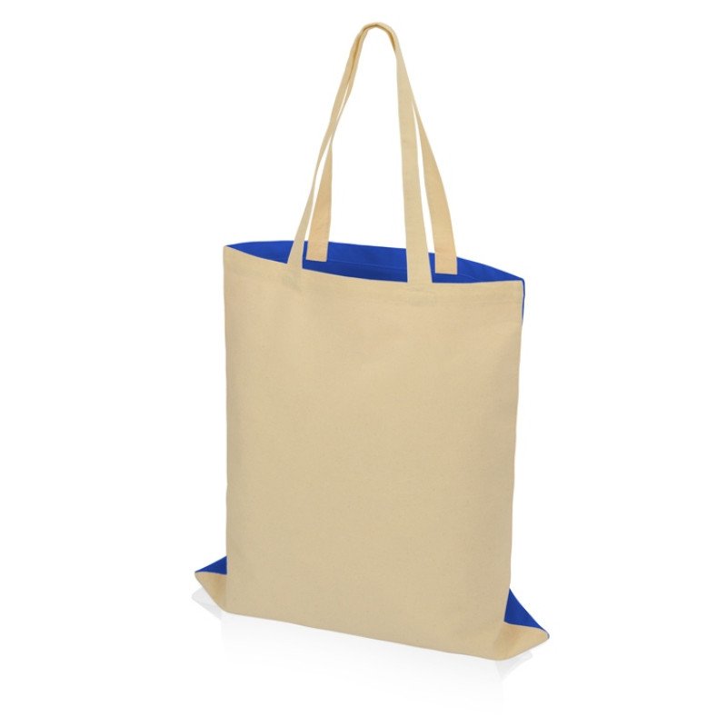 Сумка для шопинга Twin двухцветная из хлопка, 180 г/м2, синий/натуральный