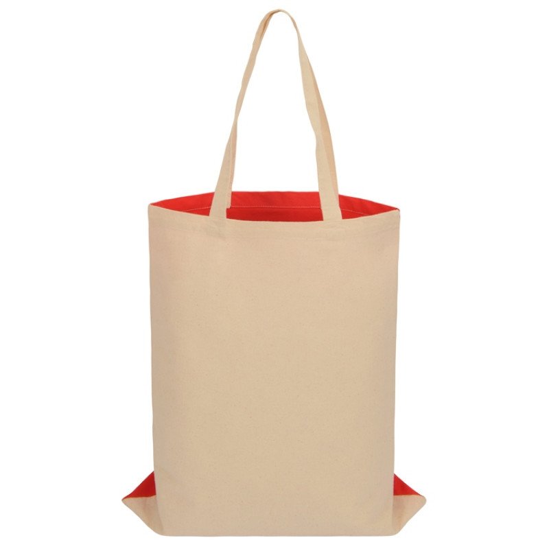 Сумка для шопинга Twin двухцветная из хлопка, 180 г/м2, красный/натуральный Сумка для шопинга Twin двухцветная из хлопка, 180 г/м2, красный/натуральный