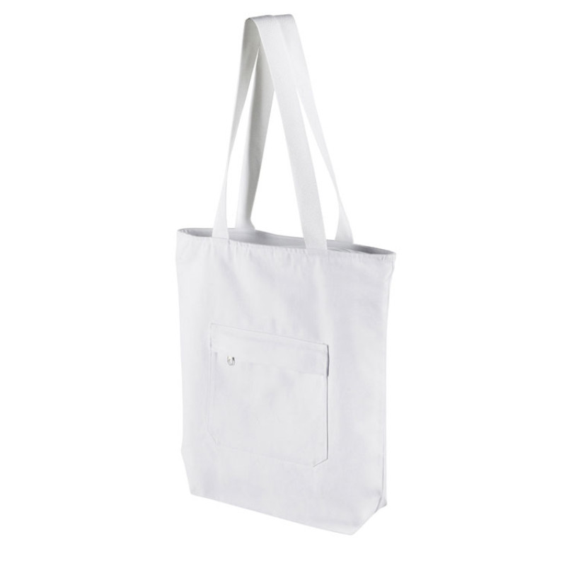 Сумка на молнии Zipper из хлопка 280 г c карманом на молнии спереди, белый