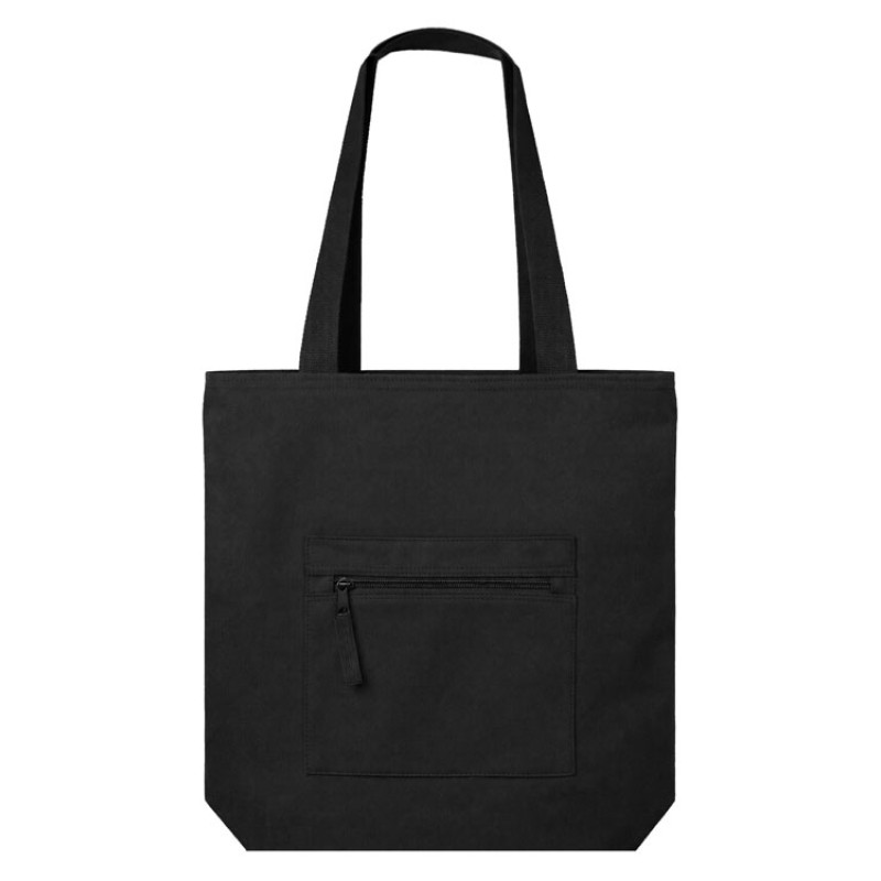 Сумка на молнии Zipper  Neo из хлопка 280 г c карманом на молнии спереди, черный