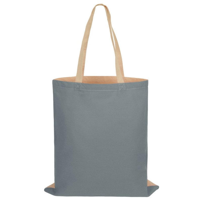 Сумка для шопинга Twin двухцветная из хлопка, 180 г/м2, серый/натуральный