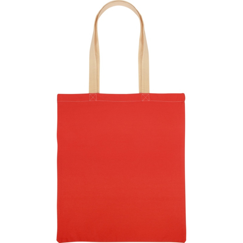 Сумка для шопинга Twin двухцветная из хлопка, 180 г/м2, красный/натуральный