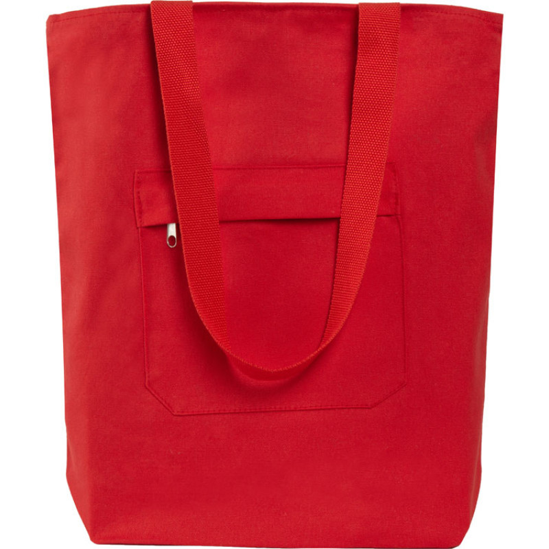 Сумка на молнии Zipper из хлопка 280 г c карманом на молнии спереди, красный