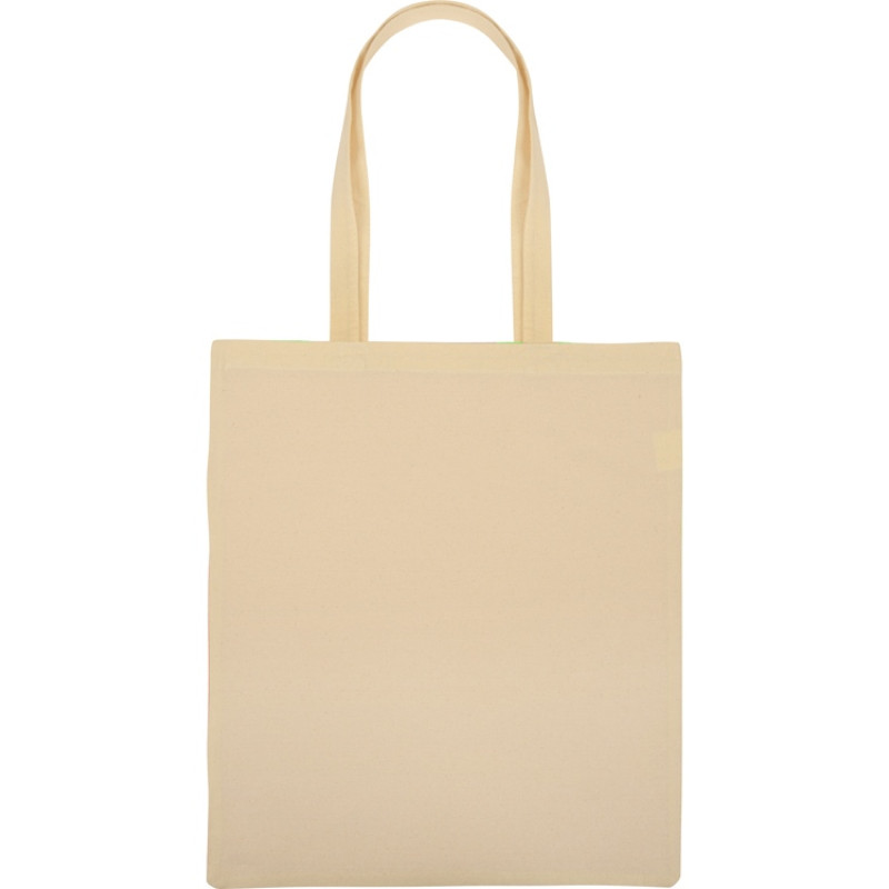 Сумка для шопинга Twin двухцветная из хлопка, 180 г/м2, зеленое яблоко/натуральный