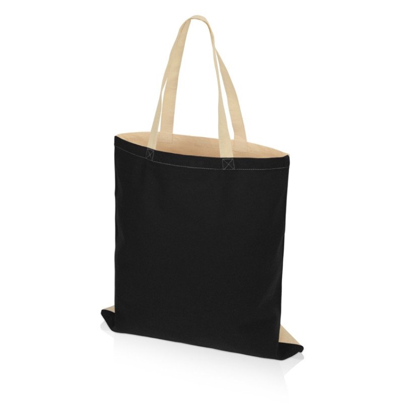 Сумка для шопинга Twin двухцветная из хлопка, 180 г/м2, черный/натуальный
