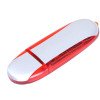 Флешка промо овальной формы, 64 Гб, серебристый/красный