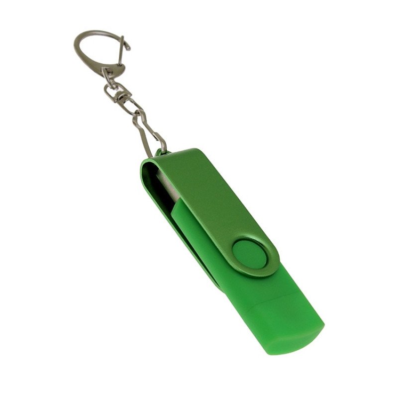USB-флешка на 32 Гб 2 в 1 поворотный механизм, c дополнительным разъемом Type-C с одноцветным металлическим клипом, зеленый USB-флешка на 32 Гб 2 в 1 поворотный механизм, c дополнительным разъемом Type-C с одноцветным металлическим клипом, зеленый