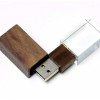 USB-флешка на 64 ГБ прямоугольной формы, под гравировку 3D логотипа, материал стекло, с деревянным колпачком красного цвета, красный