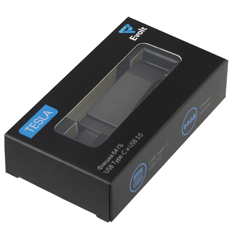 Флешка 64 ГБ USB Type-C и USB 3.0 «Тесла»