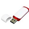 Флешка промо прямоугольной классической формы с цветными вставками, 16 Гб, белый/красный