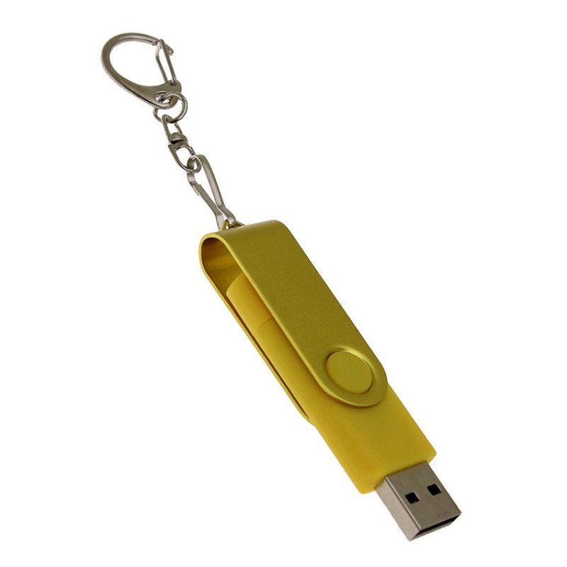USB-флешка на 64 Гб 2 в 1 поворотный механизм, c дополнительным разъемом Type-C с одноцветным металлическим клипом, желтый USB-флешка на 64 Гб 2 в 1 поворотный механизм, c дополнительным разъемом Type-C с одноцветным металлическим клипом, желтый
