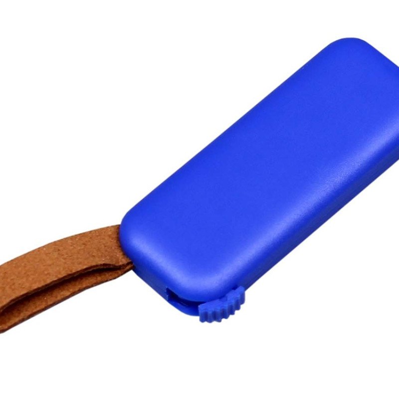 USB-флешка промо на 32 Гб прямоугольной формы, выдвижной механизм, синий