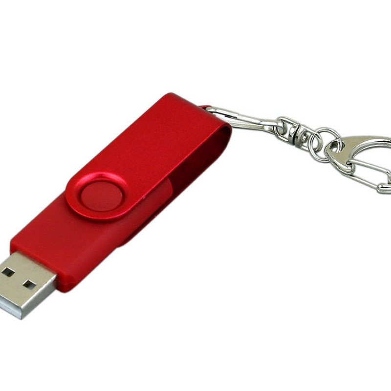 Флешка 3.0 промо поворотный механизм, с однотонным металлическим клипом, 128 Гб, красный