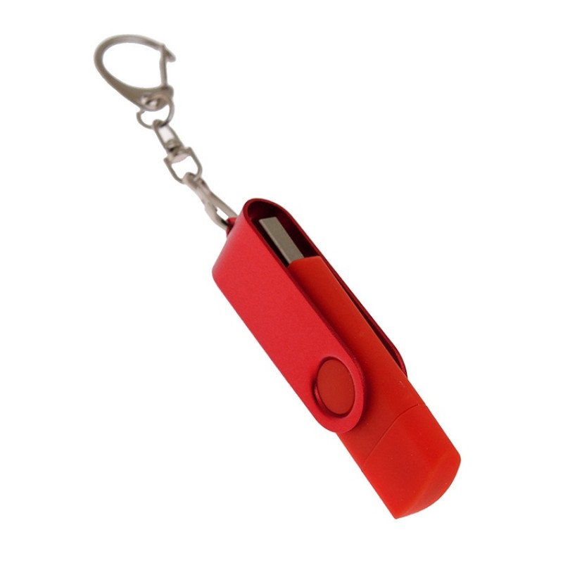 USB-флешка на 16 Гб 2 в 1 поворотный механизм, c дополнительным разъемом Type-C с одноцветным металлическим клипом, красный USB-флешка на 16 Гб 2 в 1 поворотный механизм, c дополнительным разъемом Type-C с одноцветным металлическим клипом, красный