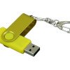 Флешка промо поворотный механизм, с однотонным металлическим клипом, 32 Гб, желтый