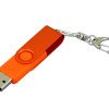 Флешка промо поворотный механизм, с однотонным металлическим клипом, 64 Гб, оранжевый