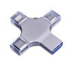 USB-флешка на 256 Гб 4 в 1 поворотный механизм, c дополнительными разъемами MicroUSB, TypeC и Lightning, серебристый USB-флешка на 256 Гб 4 в 1 поворотный механизм, c дополнительными разъемами MicroUSB, TypeC и Lightning, серебристый