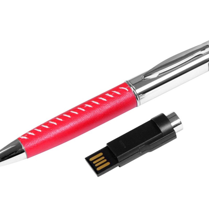 Флешка в виде ручки с мини чипом, 16 Гб, красный/серебристый