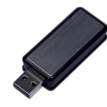 USB-флешка промо на 64 Гб прямоугольной формы, выдвижной механизм, черный