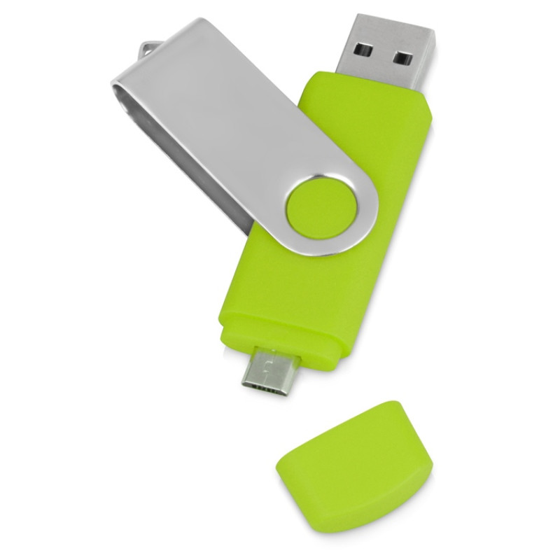 USB/micro USB-флешка 2.0 на 16 Гб «Квебек OTG», зеленое яблоко USB/micro USB-флешка 2.0 на 16 Гб «Квебек OTG», зеленое яблоко