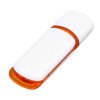 Флешка промо прямоугольной классической формы с цветными вставками, 4 Гб, белый/оранжевый