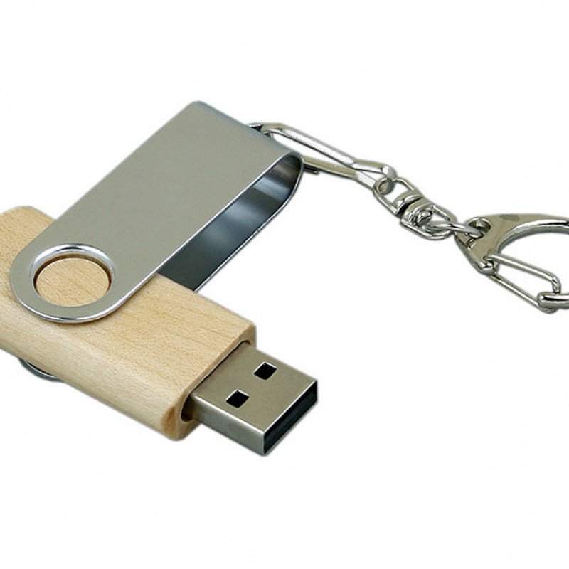 Флешка промо поворотный механизм, 64 Гб, натуральный