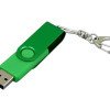 Флешка промо поворотный механизм, с однотонным металлическим клипом, 32 Гб, зеленый