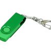 Флешка промо поворотный механизм, с однотонным металлическим клипом, 64 Гб, зеленый