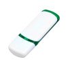 Флешка промо прямоугольной классической формы с цветными вставками, 16 Гб, белый/зеленый