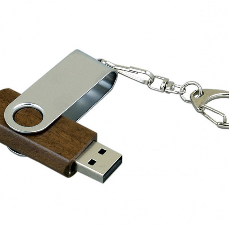 Флешка промо поворотный механизм, 64 Гб, коричневый