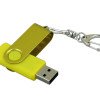 Флешка промо поворотный механизм, с однотонным металлическим клипом, 64 Гб, желтый