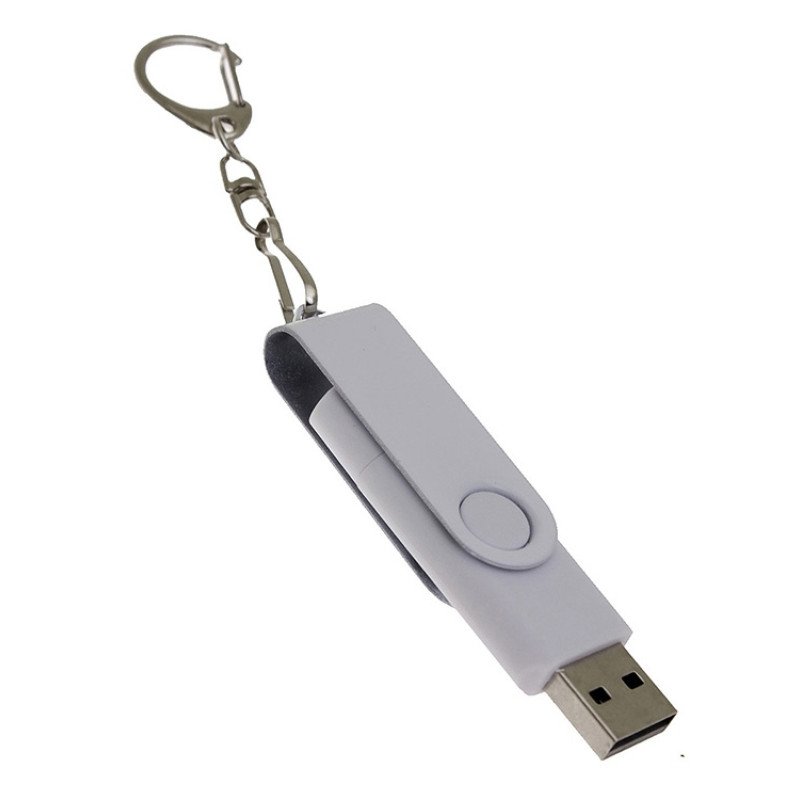 USB-флешка на 32 Гб 2 в 1 поворотный механизм, c дополнительным разъемом Type-C с одноцветным металлическим клипом, белый USB-флешка на 32 Гб 2 в 1 поворотный механизм, c дополнительным разъемом Type-C с одноцветным металлическим клипом, белый