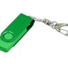 Флешка промо поворотный механизм, с однотонным металлическим клипом, 32 Гб, зеленый