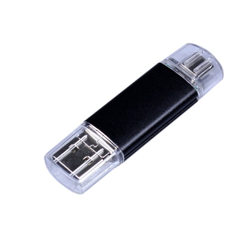 USB-флешка на 32 Гб c двумя дополнительными разъемами MicroUSB и TypeC, черный USB-флешка на 32 Гб c двумя дополнительными разъемами MicroUSB и TypeC, черный