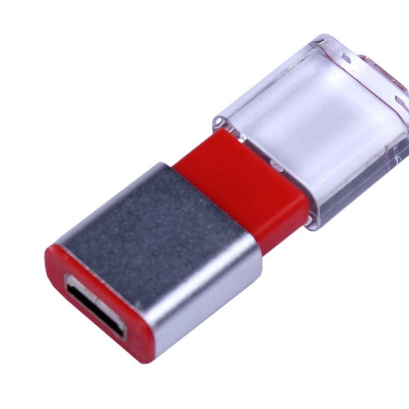 USB-флешка промо на 32 Гб прямоугольной формы, выдвижной механизм, красный