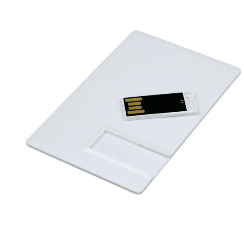 USB-флешка на 16 Гб в виде пластиковой карты с полностью выдвижным чипом, белый USB-флешка на 16 Гб в виде пластиковой карты с полностью выдвижным чипом, белый