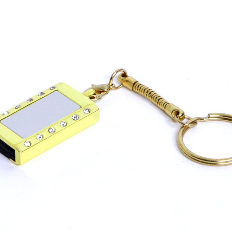 USB-флешка на 8 Гб в виде "Кулона" с кристаллами, мини чип, золотой