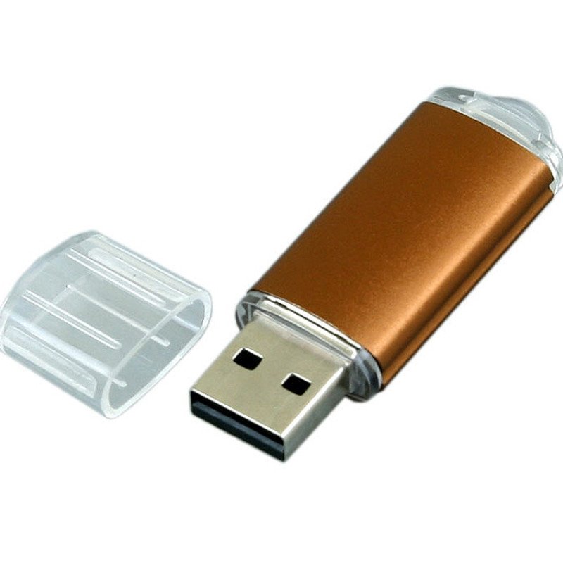Флешка промо прямоугольной формы  c прозрачным колпачком, 64 Гб, коричневый