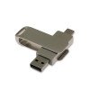 USB 3.0- флешка на 64 Гб поворотный механизм 2 в 1, c дополнительным разъемом Type-C с одноцветным металлическим клипом, серый USB 3.0- флешка на 64 Гб поворотный механизм 2 в 1, c дополнительным разъемом Type-C с одноцветным металлическим клипом, серый