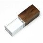 USB-флешка на 64 ГБ прямоугольной формы, под гравировку 3D логотипа, материал стекло, с деревянным колпачком красного цвета, красный