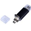 USB-флешка на 32 Гб c двумя дополнительными разъемами MicroUSB и TypeC, черный USB-флешка на 32 Гб c двумя дополнительными разъемами MicroUSB и TypeC, черный