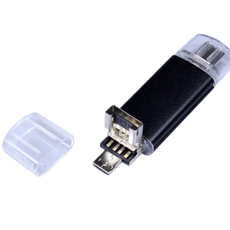 USB-флешка на 32 Гб c двумя дополнительными разъемами MicroUSB и TypeC, черный USB-флешка на 32 Гб c двумя дополнительными разъемами MicroUSB и TypeC, черный