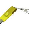 Флешка промо поворотный механизм, с однотонным металлическим клипом, 32 Гб, желтый