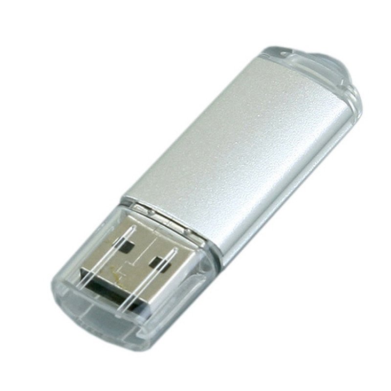 Флешка промо прямоугольной формы  c прозрачным колпачком, 16 Гб, серебристый